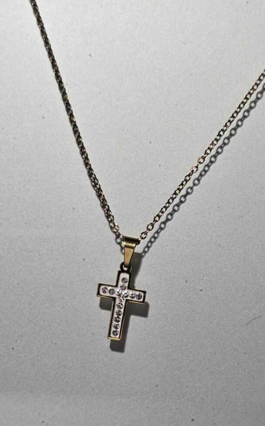 Collana Con Croce In Diamanti In Acciaio